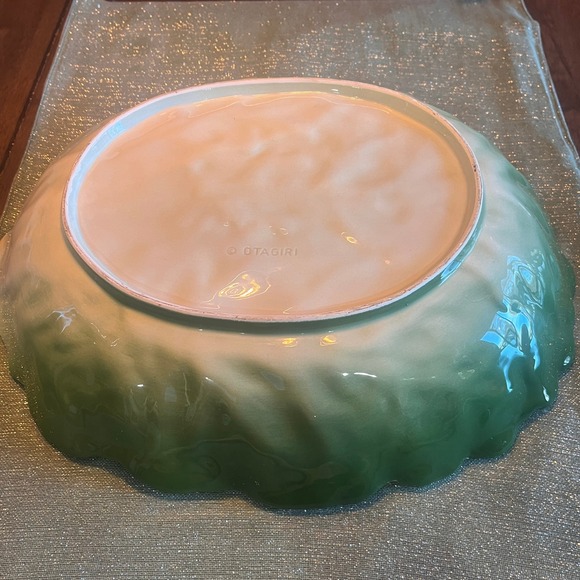 Vintage Otagiri Cabbage Leaf Serving Bowl Green Embossed Ceramic 12 Inch* - Picture 5 of 8